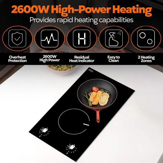 Alt view image 4 of 7 - 110V, 2 Burner Electric Cooktop, EC2-27, UL rated German EGO burner