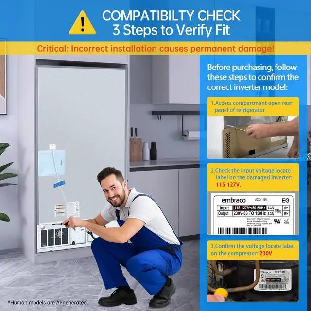 Alt view image 6 of 7 - W10186719 Refrigerator Inverter Board for Whirlpool Kenmore & Other Models | Energy-smart Fridge Inverter Board Fixes Compressor Noise & Cooling Errors, Easy DIY Repair, Replaces W10893917 W10285954