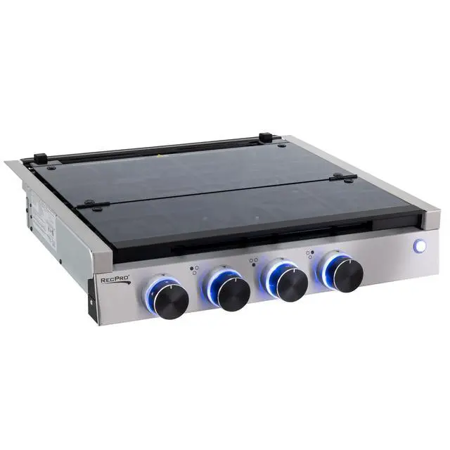 Alt view image 2 of 7 - RV Built In Gas Cooktop | 2 Burner or 3 Burner | RV Cooktop Stove | 6,500 and 8,000 BTU Burners | Cover Included (Stainless Steel, 3-Burner)