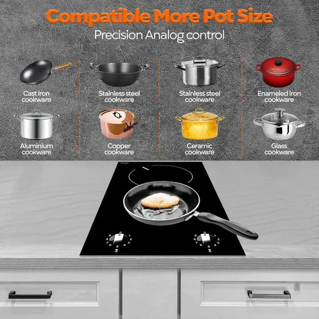 Alt view image 5 of 7 - 110V, 2 Burner Electric Cooktop, EC2-27, UL rated German EGO burner