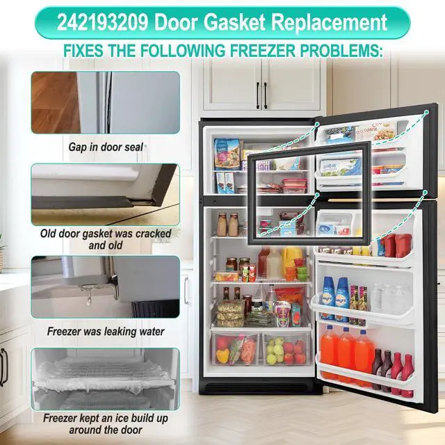 Alt view image 2 of 7 - Upgraded 242193209 Freezer Door Gasket Replacement Fit for Frigidaire Freezer Door Seal, 28.66" x 18.11" 242193209 Crosley Kenmore Refrigerator Gasket Seal Replace 3513465, AP5807083, PS9493821