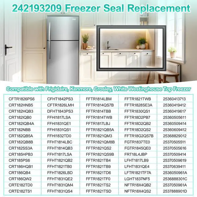 Alt view image 5 of 7 - Upgraded 242193209 Freezer Door Gasket Replacement Fit for Frigidaire Freezer Door Seal, 28.66" x 18.11" 242193209 Crosley Kenmore Refrigerator Gasket Seal Replace 3513465, AP5807083, PS9493821