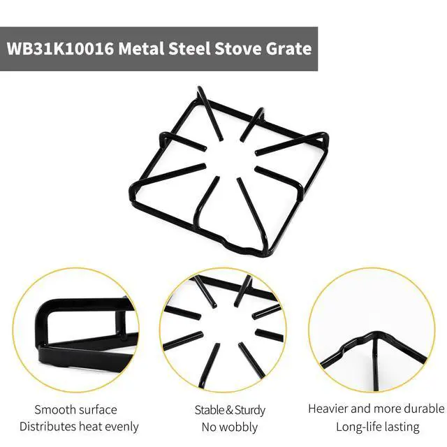 Alt view image 4 of 7 - WB31K10016 WB31K10015 Grate Replacement Parts For GE Burner Grate Kenmore Hotpoint Stove Parts General Electric Gas Range Parts Stove Surface Top Grate Metal Steel Rack 4 Pieces
