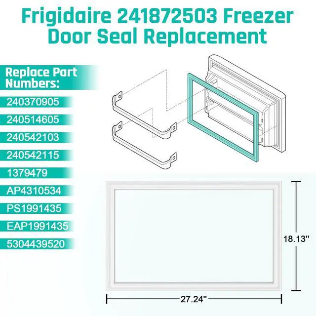 Alt view image 3 of 7 - Upgraded 241872503 Refrigerator Freezer Door Gasket for Frigidaire Freezer Door Seal Replacement Kenmore Fridge Door Gasket Replaces 240370905, 1379479, 240514605, 28.3" x 17.7" Freezer Seal