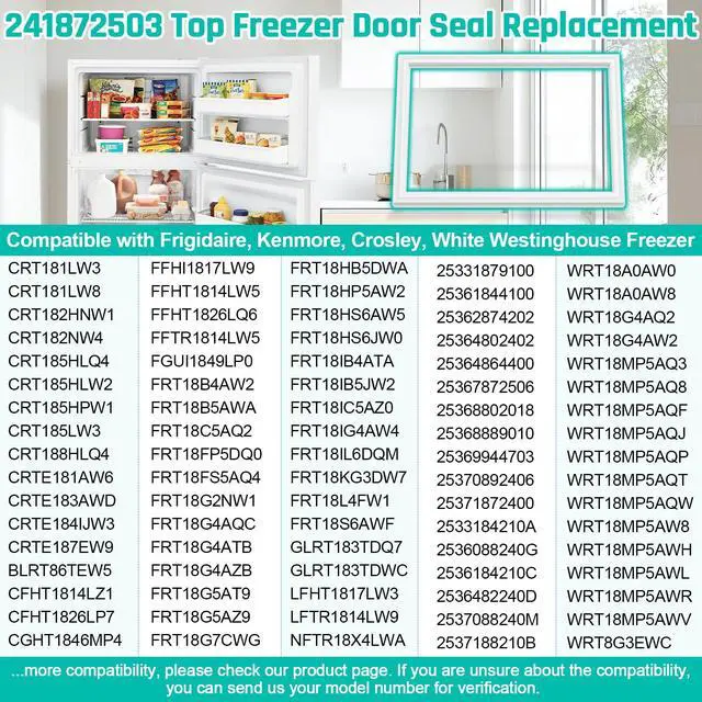 Alt view image 5 of 7 - Upgraded 241872503 Refrigerator Freezer Door Gasket for Frigidaire Freezer Door Seal Replacement Kenmore Fridge Door Gasket Replaces 240370905, 1379479, 240514605, 28.3" x 17.7" Freezer Seal