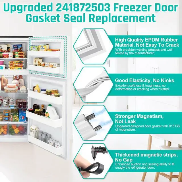 Alt view image 6 of 7 - Upgraded 241872503 Refrigerator Freezer Door Gasket for Frigidaire Freezer Door Seal Replacement Kenmore Fridge Door Gasket Replaces 240370905, 1379479, 240514605, 28.3" x 17.7" Freezer Seal