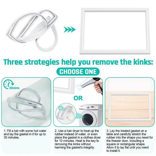 Alt view image 7 of 7 - Upgraded 241872503 Refrigerator Freezer Door Gasket for Frigidaire Freezer Door Seal Replacement Kenmore Fridge Door Gasket Replaces 240370905, 1379479, 240514605, 28.3" x 17.7" Freezer Seal