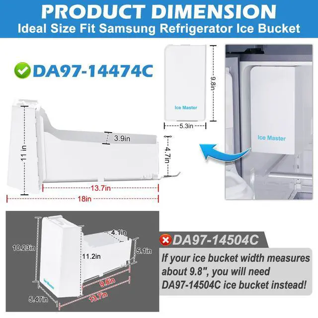 Alt view image 3 of 7 - Upgraded DA97-14474C Ice Maker Bucket Compatible with Samsung Refrigerator Ice Maker RF265BEAESR RF28HMEDBSR RF25HMEDBSR Ice Tray,for Samsung RF25, RF26, RF28 Refrigerator Ice Container Assembly