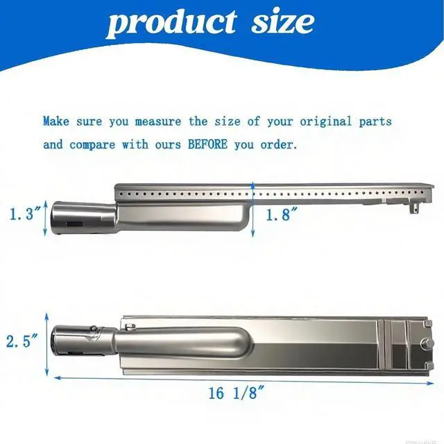 Alt view image 2 of 6 - SA652Z (4-Pack) 16 Inch Heavy Duty 304 Stainless Steel Grill Burner Bull Grill Replacement Parts and Bull Grill Parts for Bull and for Cal Flame