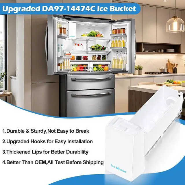 Alt view image 7 of 7 - Upgraded DA97-14474C Ice Maker Bucket Compatible with Samsung Refrigerator Ice Maker RF265BEAESR RF28HMEDBSR RF25HMEDBSR Ice Tray,for Samsung RF25, RF26, RF28 Refrigerator Ice Container Assembly