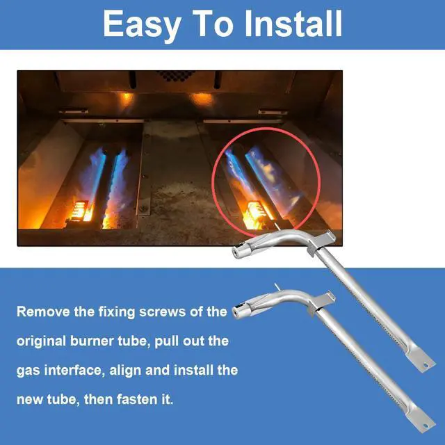 Alt view image 6 of 7 - 2 Pack PB050012 Oven Burner Tubes, Stainless Steel Oven Replacement Tube, Compatible With Viking Gas Burnner Models EVGIC305, EVGIC365, EVGIC485, VGIC305, Replace PB050009, AP5315675, 811319