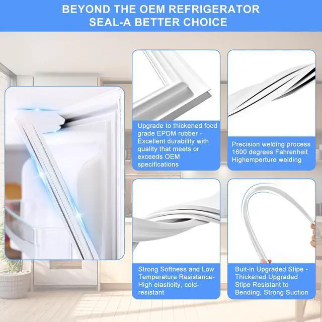 Alt view image 3 of 7 - Upgraded 31.1"x39.57" W10443313 Refrigerator Fresh Door Gasket Compatible with Whirlpool Kenmore and Maytag Refrigerator Door Seal Fridge Gasket AP5618606 67003552 W10571964 12683803W 12683817W