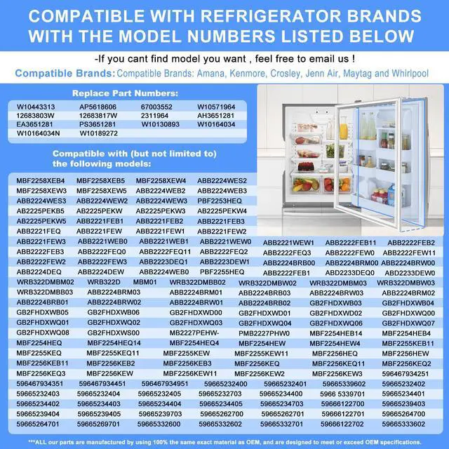 Alt view image 4 of 7 - Upgraded 31.1"x39.57" W10443313 Refrigerator Fresh Door Gasket Compatible with Whirlpool Kenmore and Maytag Refrigerator Door Seal Fridge Gasket AP5618606 67003552 W10571964 12683803W 12683817W