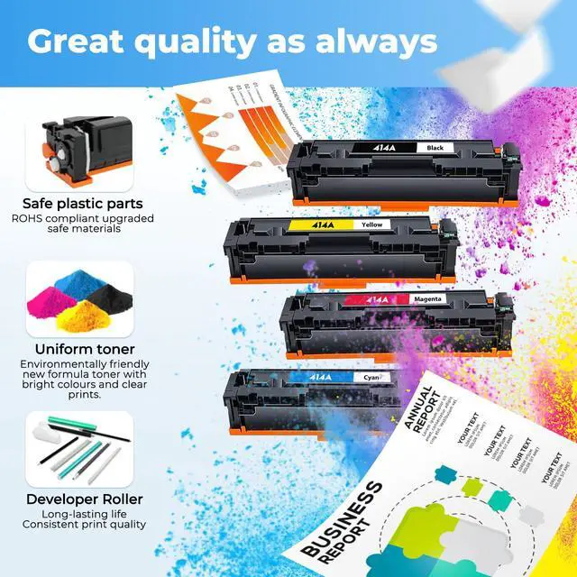 Alt view image 7 of 7 - 414A Toner Cartridges Compatible MFP M479fdw for HP 414A 414X Toner Compatible for Color Laser Jet Pro MFP M479fdw MFP M479fdn M454dw M454dn MFP M480f M455dn Printer, W2020A W2020X (4 Pack, with Chip)