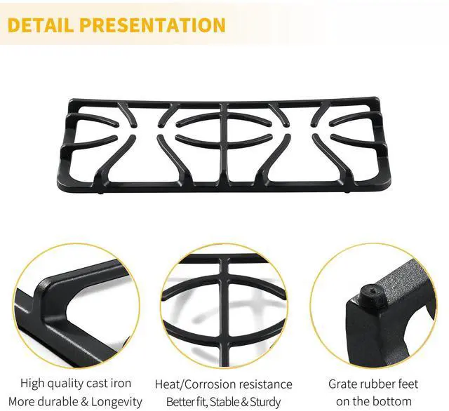 Alt view image 3 of 6 - 316499502 Burner Grate Replacement Parts for Frigidaire Gas Stove Range Parts 3164995 Gallery Stove Top Side Grates 18.9x8.6 FGF348KSK DGGF3042KFR Frigidaire Cast Iron Cooktop Grate 1Pcs