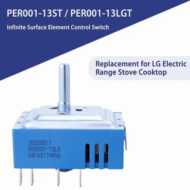 Alt view image 2 of 6 - PER001-13LG Surface Element Control Switch for LG Electric Stove | Burner Infinite Switch Compatible with LG Electric Range, Replaces PER001-13S T, EBF62174901, EBF62174906