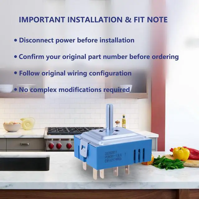 Alt view image 6 of 6 - PER001-13LG Surface Element Control Switch for LG Electric Stove | Burner Infinite Switch Compatible with LG Electric Range, Replaces PER001-13S T, EBF62174901, EBF62174906