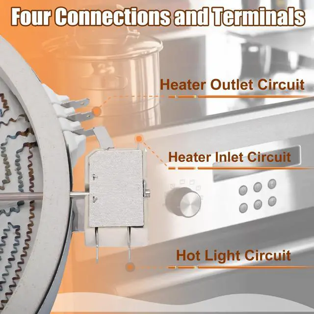 Alt view image 4 of 7 - 12" Dual Radiant Surface Element W10189281 MEE64284901 for Whirlpool Maytag Samsung GE - 1900W/3000W Burner Replaces WB30T10130 W10823727 WPW10189281 11539240