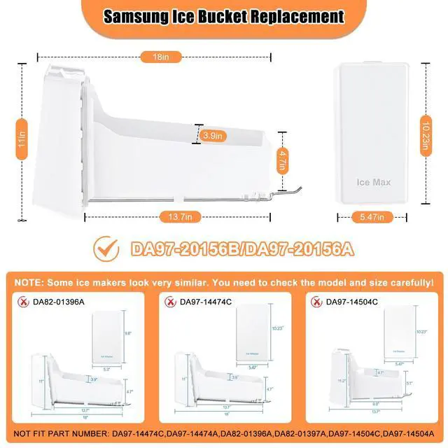 Alt view image 2 of 7 - Upgraded DA97-20156A DA97-20156B Refrigerator Ice Bucket Compatible with Samsung Ice Bucket Replacement Samsung Ice Bin Container RF28R7201SR RF28HMEDBSR RF28R6201SR RF27T5201SR Ice Maker Tray Parts