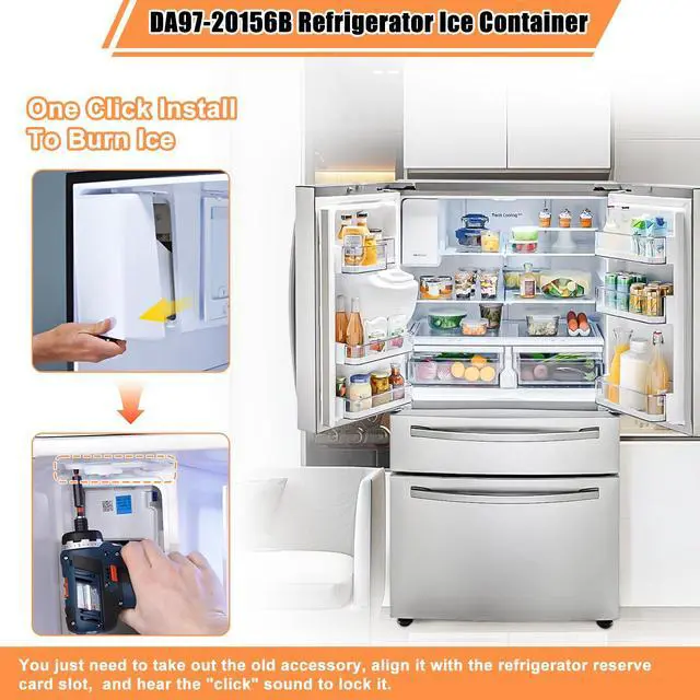 Alt view image 6 of 7 - Upgraded DA97-20156A DA97-20156B Refrigerator Ice Bucket Compatible with Samsung Ice Bucket Replacement Samsung Ice Bin Container RF28R7201SR RF28HMEDBSR RF28R6201SR RF27T5201SR Ice Maker Tray Parts