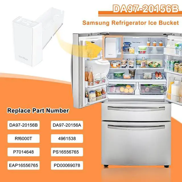 Alt view image 3 of 7 - Upgraded DA97-20156A DA97-20156B Refrigerator Ice Bucket Compatible with Samsung Ice Bucket Replacement Samsung Ice Bin Container RF28R7201SR RF28HMEDBSR RF28R6201SR RF27T5201SR Ice Maker Tray Parts