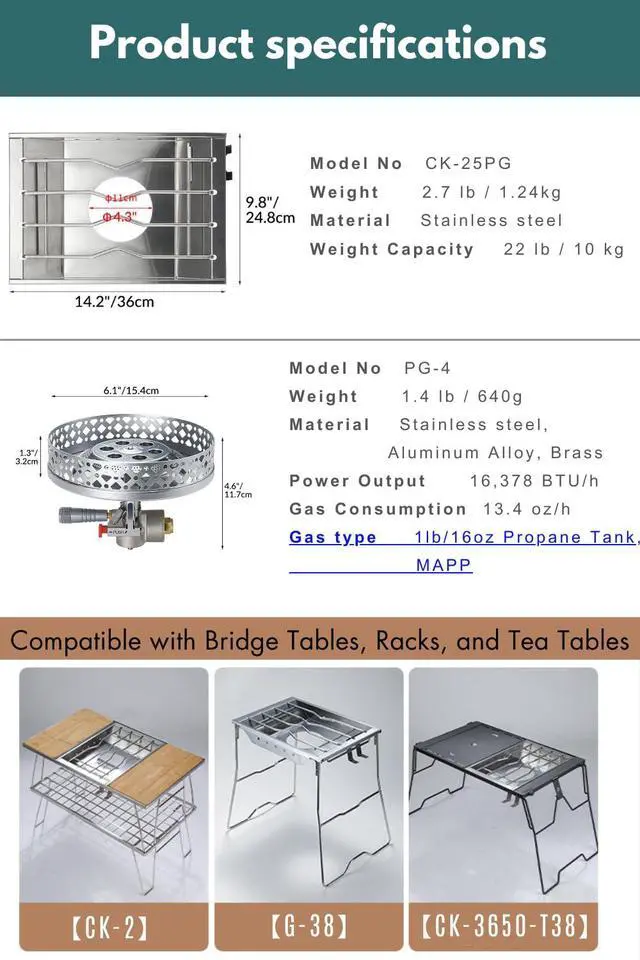 Alt view image 7 of 7 - CAMPINGMOON IGT Recessed Stove Plate Burner System CK-25PG (Propane Burner Set)