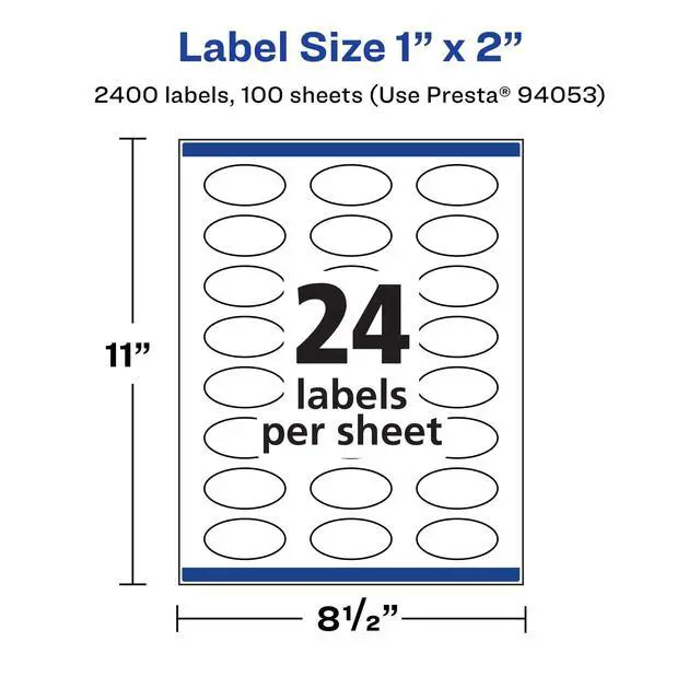 Alt view image 5 of 7 - ® Matte White Oval Labels, Sure Feed® Technology, 1" x 2", 2,400 Matte White Printable Labels