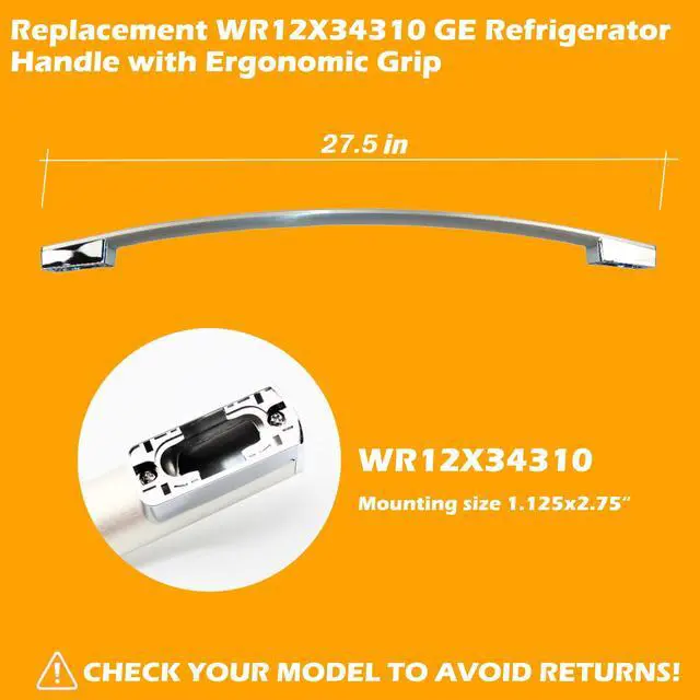 Alt view image 5 of 7 - WR12X34310 Stainless Steel Freezer Door Handle - Replacement for GE Refrigerators, Compatible with GWE19JMLAFES/GNE25JSKLFSS/GFE24JMKLFES & More, Replaces 4960021 AP6994366 PS16220203 EAP16220203