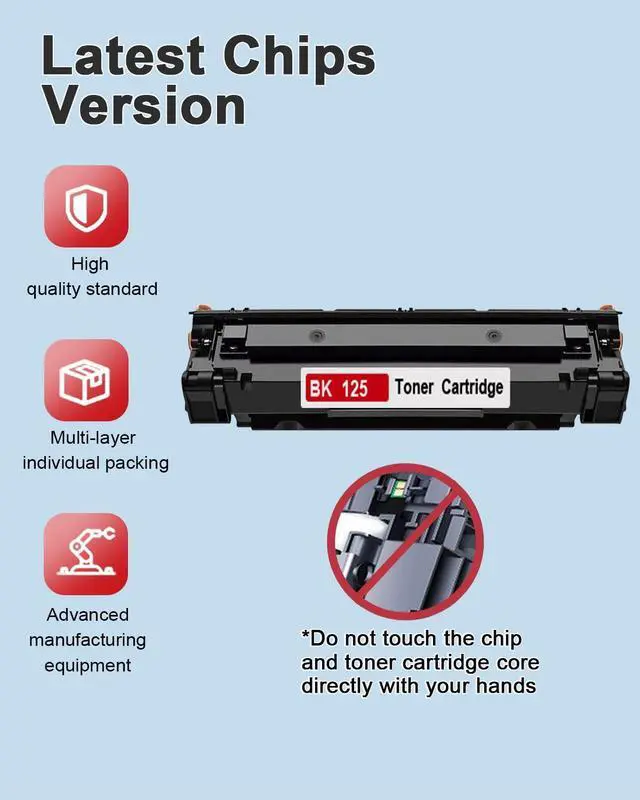 Alt view image 4 of 7 - 125 High-Yield Black Toner Cartridge 2-Pack Replacement for Canon 125 Toner Cartridge for ImageCLASS LBP6030w LBP6000 LBP3100 MF3010 Printer
