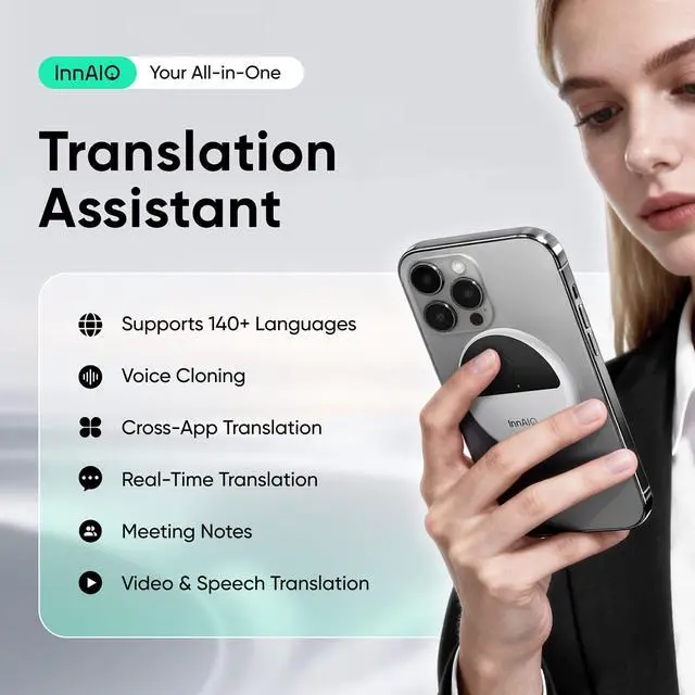Alt view image 2 of 7 - T10 AI Language Translator Device, Real-Time Two-Way Voice Translator with GPT Accuracy & Voice Cloning, Pocket Spanish to English Translator for Travel, Business & Video Calls (140+ Languages)