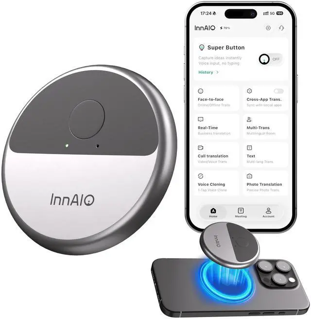 Main image of T10 AI Language Translator Device, Real-Time Two-Way Voice Translator with GPT Accuracy & Voice Cloning, Pocket Spanish to English Translator for Travel, Business & Video Calls (140+ Languages)