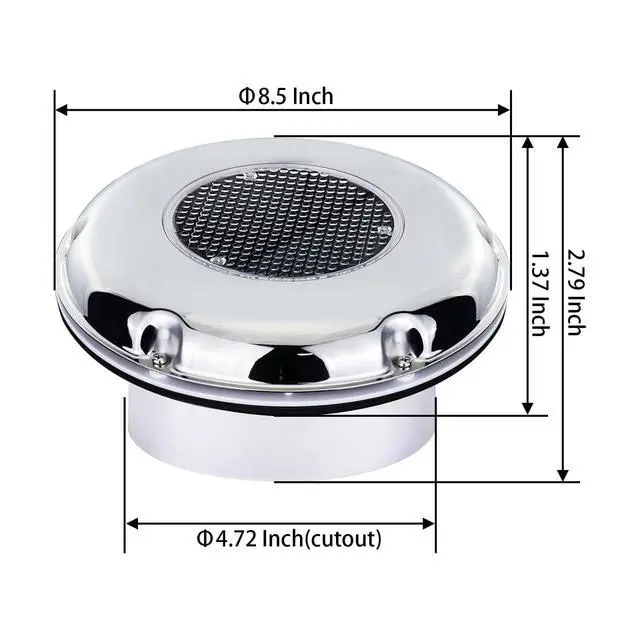 Alt view image 5 of 5 - Solar Powered Ventilation Fan Exhaust Stainless Steel with Battery Switch for Marine Boat Waterproof 8.5 Inches