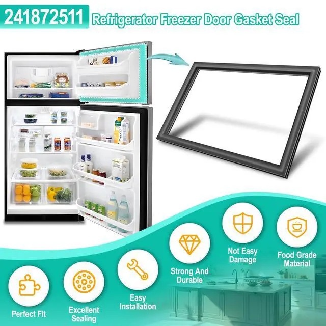 Alt view image 4 of 5 - Upgraded 241872511, 242193211 Refrigerator Freezer Door Gasket Replacement Compatible with Frigidaire Freezer Door Seal, 28.8" x 20.9" Refrigerator Gasket for Cro-sley & Ken-more Models, Black