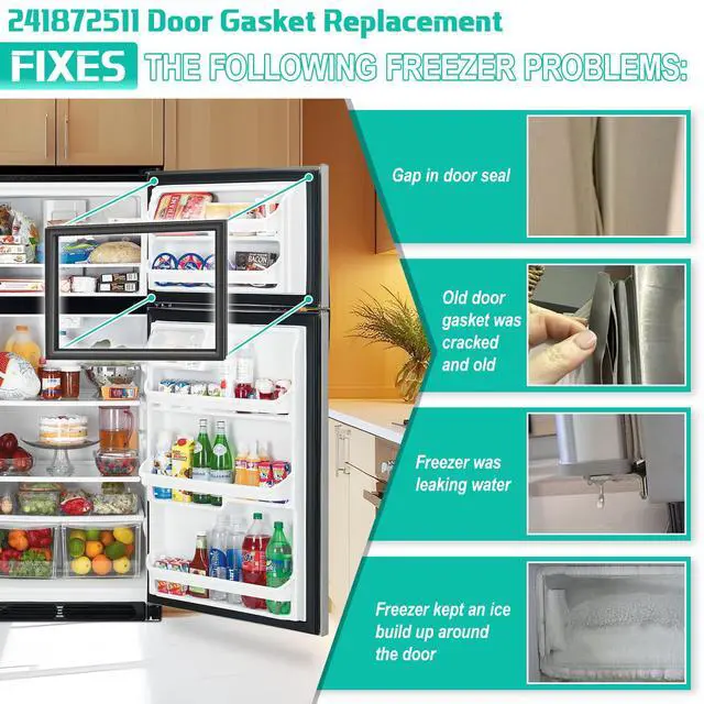 Alt view image 3 of 5 - Upgraded 241872511, 242193211 Refrigerator Freezer Door Gasket Replacement Compatible with Frigidaire Freezer Door Seal, 28.8" x 20.9" Refrigerator Gasket for Cro-sley & Ken-more Models, Black