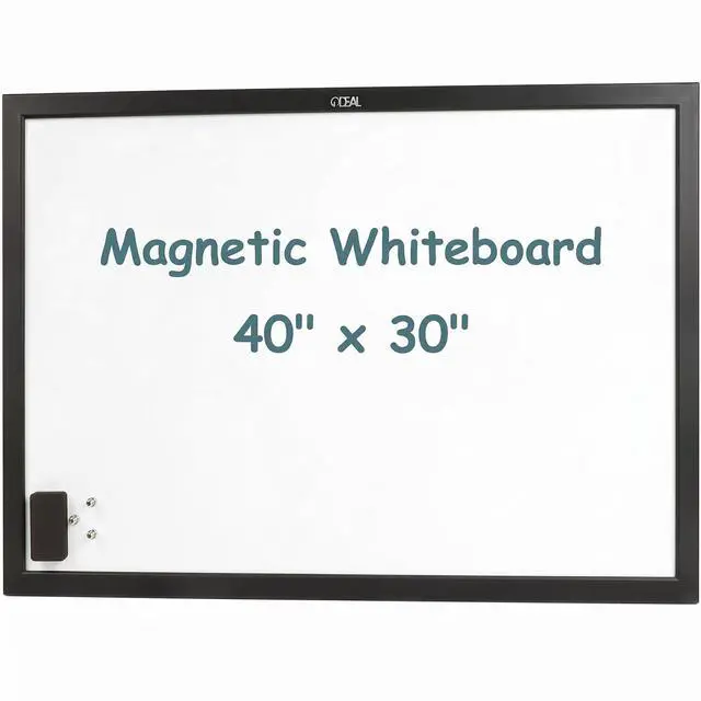Main image of Magnetic Dry Erase Board with Pine Wood Frame, 40" x 30" Large Whiteboard with Magnets, Marker & Eraser, Wall Mounted Memo Board for Home Office, Classroom, Kitchen, Black Frame