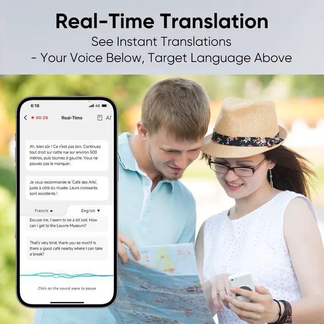 Alt view image 6 of 7 - T10 AI Language Translator Device, Real-Time Two-Way Voice Translator with GPT Accuracy & Voice Cloning, Pocket Spanish to English Translator for Travel, Business & Video Calls (140+ Languages)