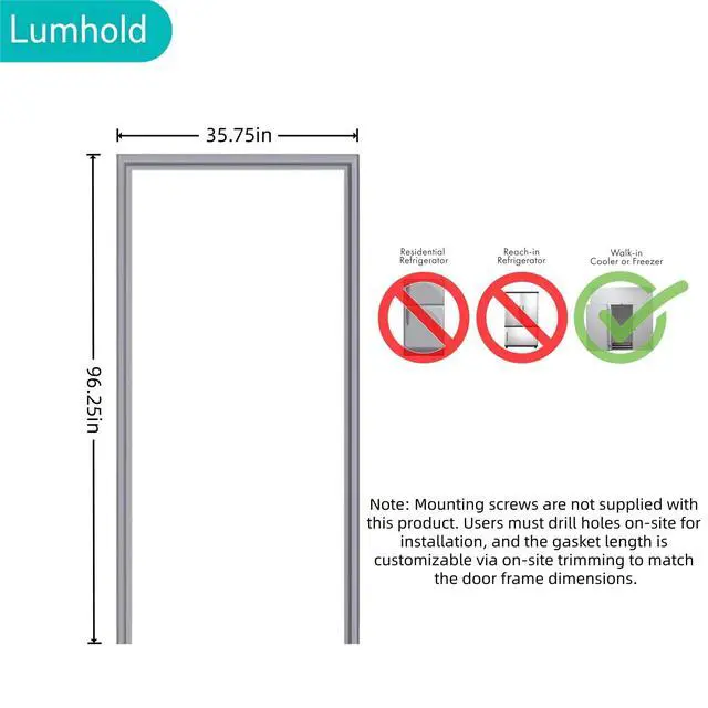 Alt view image 2 of 5 - Walk-In Cooler Gasket Replacement Kit for U.S. Cooler Brand - Standard Width, Tall Door 35-3/4 × 96-1/4 On-site customizable trimming