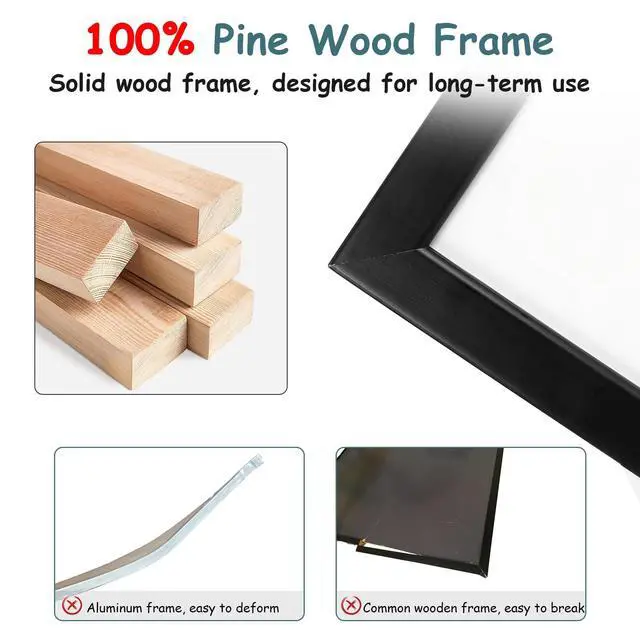 Alt view image 3 of 7 - Magnetic Dry Erase Board with Pine Wood Frame, 40" x 30" Large Whiteboard with Magnets, Marker & Eraser, Wall Mounted Memo Board for Home Office, Classroom, Kitchen, Black Frame
