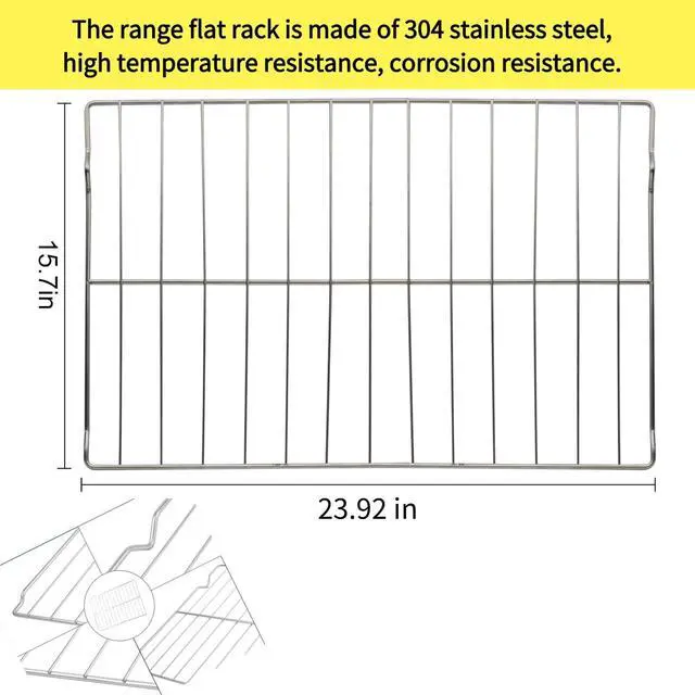 Alt view image 2 of 7 - W10256908 Oven Rack 23.92 x 15.7'' Replace AP4411894, 3195710, W10138079, W10179196, Oven Racks Replacement Compatible with Whirlpool Range Oven Stove Jenn-Air Range Stove 304 Stainless Steel (2 Pack)
