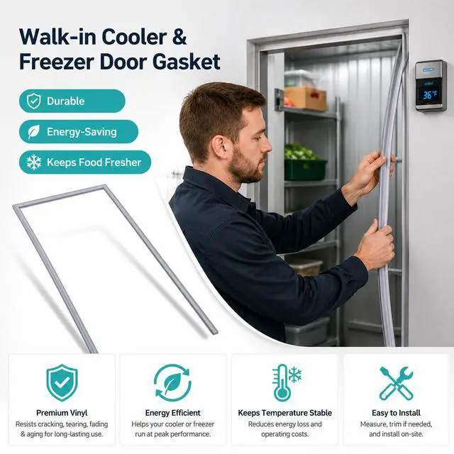 Alt view image 3 of 5 - Walk-In Cooler Gasket Replacement Kit for U.S. Cooler Brand - Standard Width, Tall Door 35-3/4 × 96-1/4 On-site customizable trimming