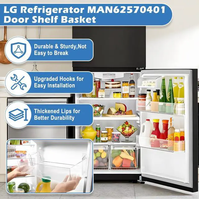 Alt view image 7 of 7 - UPGRADED MAN62570401 Refrigerator Door Bin Compatible with LG Kenmore Refrigerator Door Shelf Replacement, LTCS20220B LTCS20220S LTCS20220W LTCS20020 Fridge Refrigerator Door Basket Shelves Part