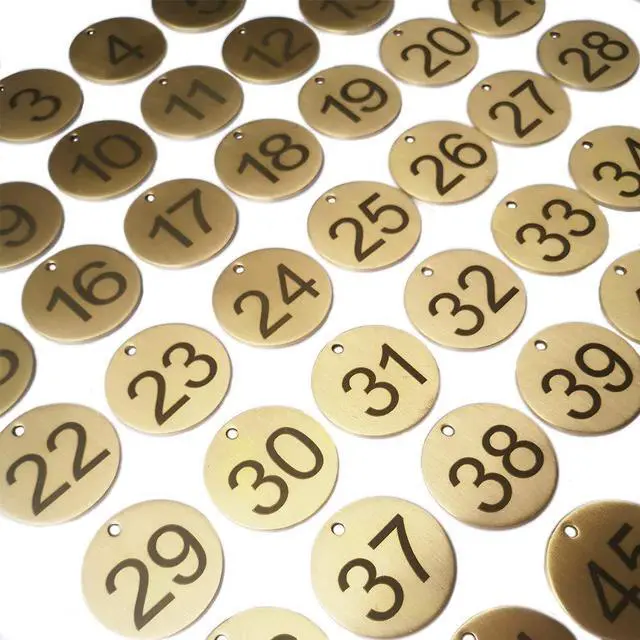 Main image of Numbered Brass Tags (1-50), 1.37"DIA (3.5cm), 50 Tags