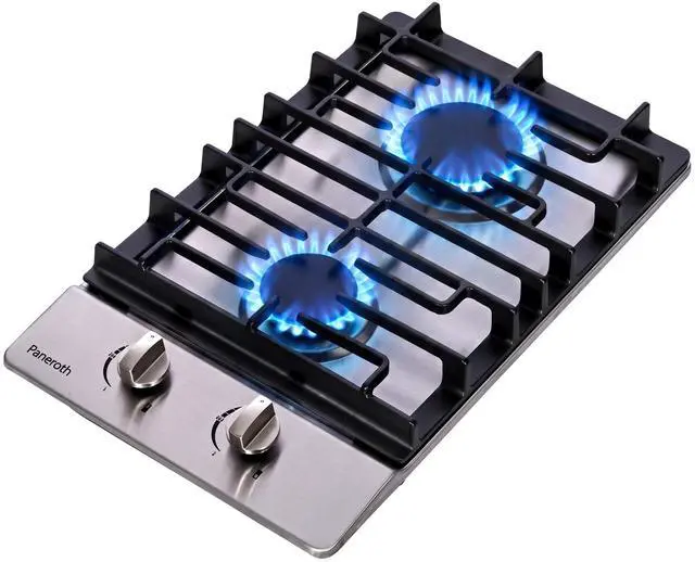 Main image of 12 Inch Gas Cooktop, 2 Burners Built-in Stainless Steel Stove Top, Max 12000BTU Propane/Natural Gas Convertible Dual Fuel Cooktop for Apartments, Rvs, Outdoor
