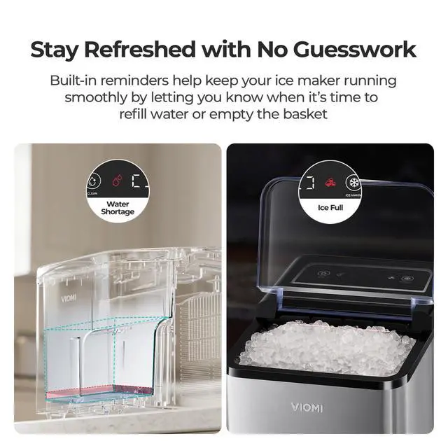 Alt view image 5 of 7 - Countertop Nugget Ice Maker, Chewable Pebble & Pellet Ice Machine | Stainless Steel Housing, Self-Cleaning Function, 33.5lbs Daily Production, Perfect for Home, Kitchen, Bar, RV, Party