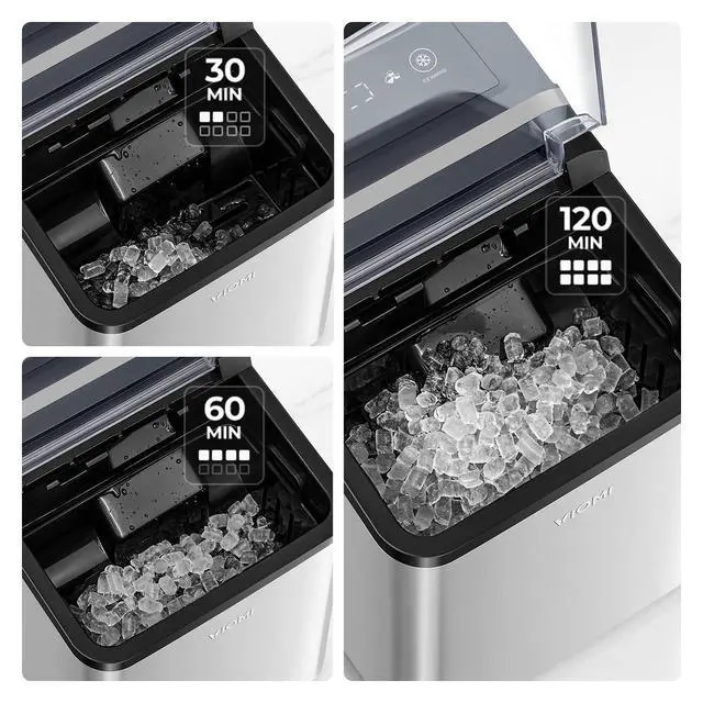 Alt view image 6 of 7 - Countertop Nugget Ice Maker, Chewable Pebble & Pellet Ice Machine | Stainless Steel Housing, Self-Cleaning Function, 33.5lbs Daily Production, Perfect for Home, Kitchen, Bar, RV, Party