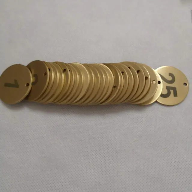 Alt view image 5 of 5 - Numbered Brass Tags (1-50), 1.37"DIA (3.5cm), 50 Tags