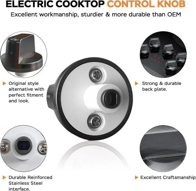 Alt view image 2 of 7 - 5 Pcs DG94-01480A for Samsung Stove Knob Replacement Parts, Compatible with Samsung Smart Electric Cooktop Burner NZ36K6430RG/AA-00,NZ30K6330RG/AA-00,NZ30K6330RS/AA-00,NZ36K6430RS/AA-00