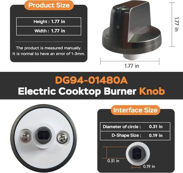 Alt view image 5 of 7 - 5 Pcs DG94-01480A for Samsung Stove Knob Replacement Parts, Compatible with Samsung Smart Electric Cooktop Burner NZ36K6430RG/AA-00,NZ30K6330RG/AA-00,NZ30K6330RS/AA-00,NZ36K6430RS/AA-00