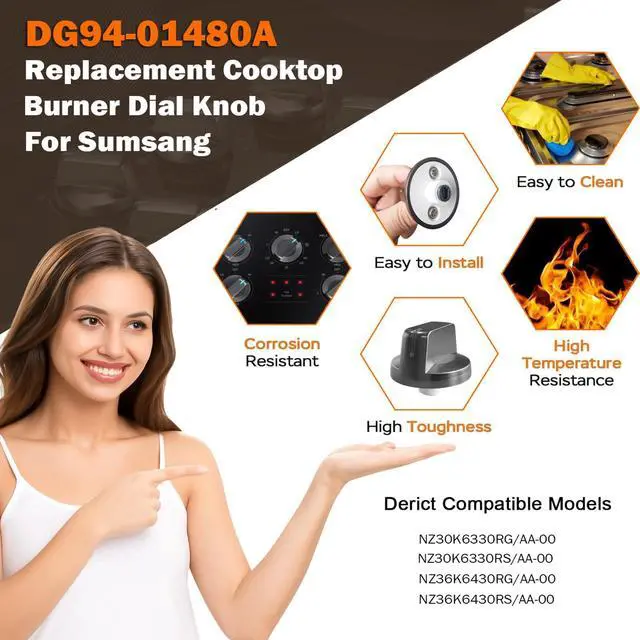 Alt view image 6 of 7 - 5 Pcs DG94-01480A for Samsung Stove Knob Replacement Parts, Compatible with Samsung Smart Electric Cooktop Burner NZ36K6430RG/AA-00,NZ30K6330RG/AA-00,NZ30K6330RS/AA-00,NZ36K6430RS/AA-00