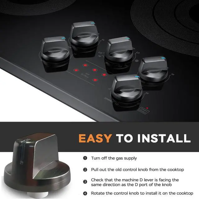 Alt view image 7 of 7 - 5 Pcs DG94-01480A for Samsung Stove Knob Replacement Parts, Compatible with Samsung Smart Electric Cooktop Burner NZ36K6430RG/AA-00,NZ30K6330RG/AA-00,NZ30K6330RS/AA-00,NZ36K6430RS/AA-00